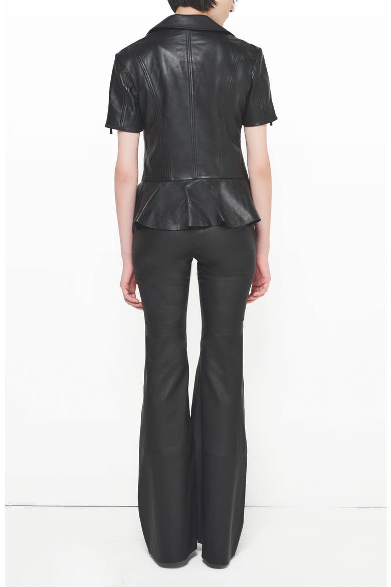 Kat Stretch Leather Bell Leggings, Alternate, color, Black