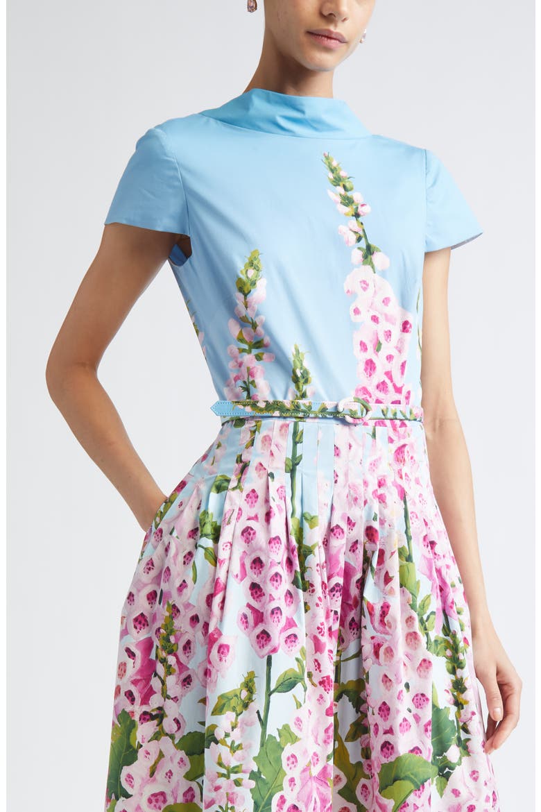 Foxglove Stretch Poplin Fit & Flare Dress, Alternate, color, LILAC/ SKY