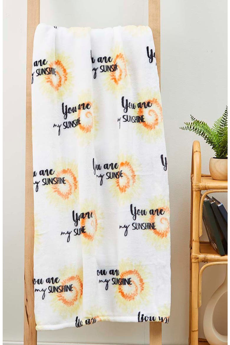 You Are My Sunshine Plush Fleece Throw Blanket, Alternate, color, WHITE MULTI