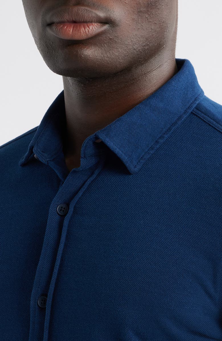 Mavi Jeans Cotton Knit Button-Up Shirt, Alternate, color, Indigo