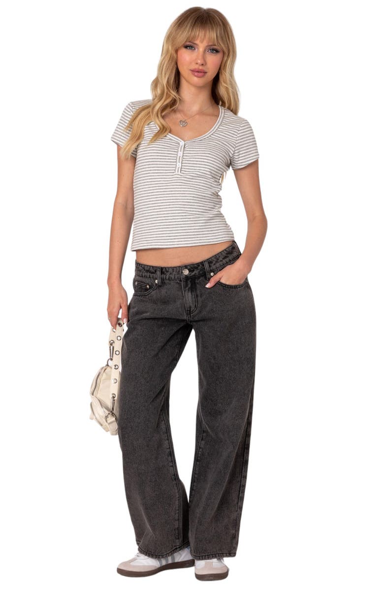 EDIKTED Raelynn Washed Wide Leg Jeans, Alternate, color, Black-Washed