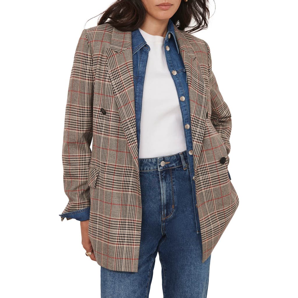 Mint Velvet Checked Double Breasted Blazer In Brown