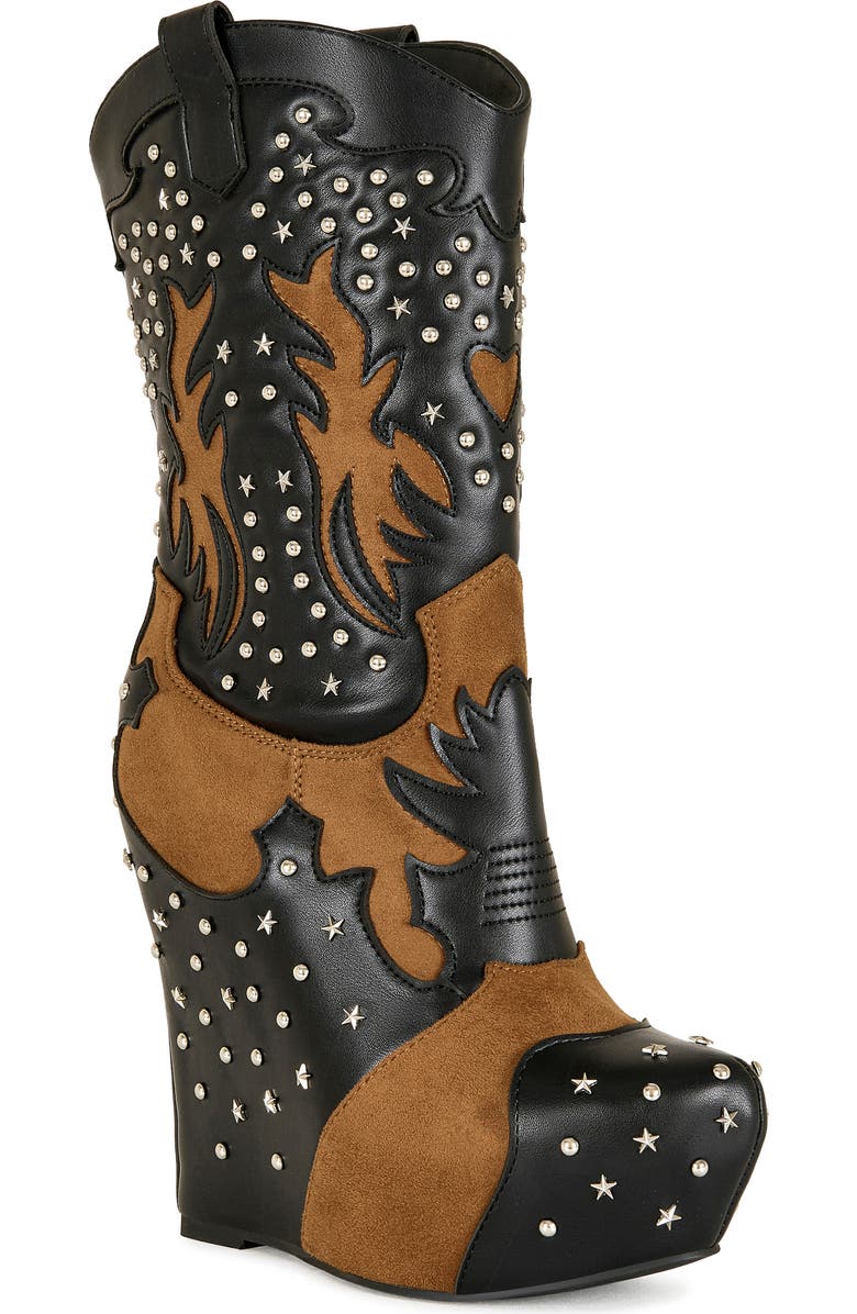AZALEA WANG Callia Platform Western Boot, Main, color, Black Multi