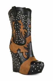 AZALEA WANG Callia Platform Western Boot