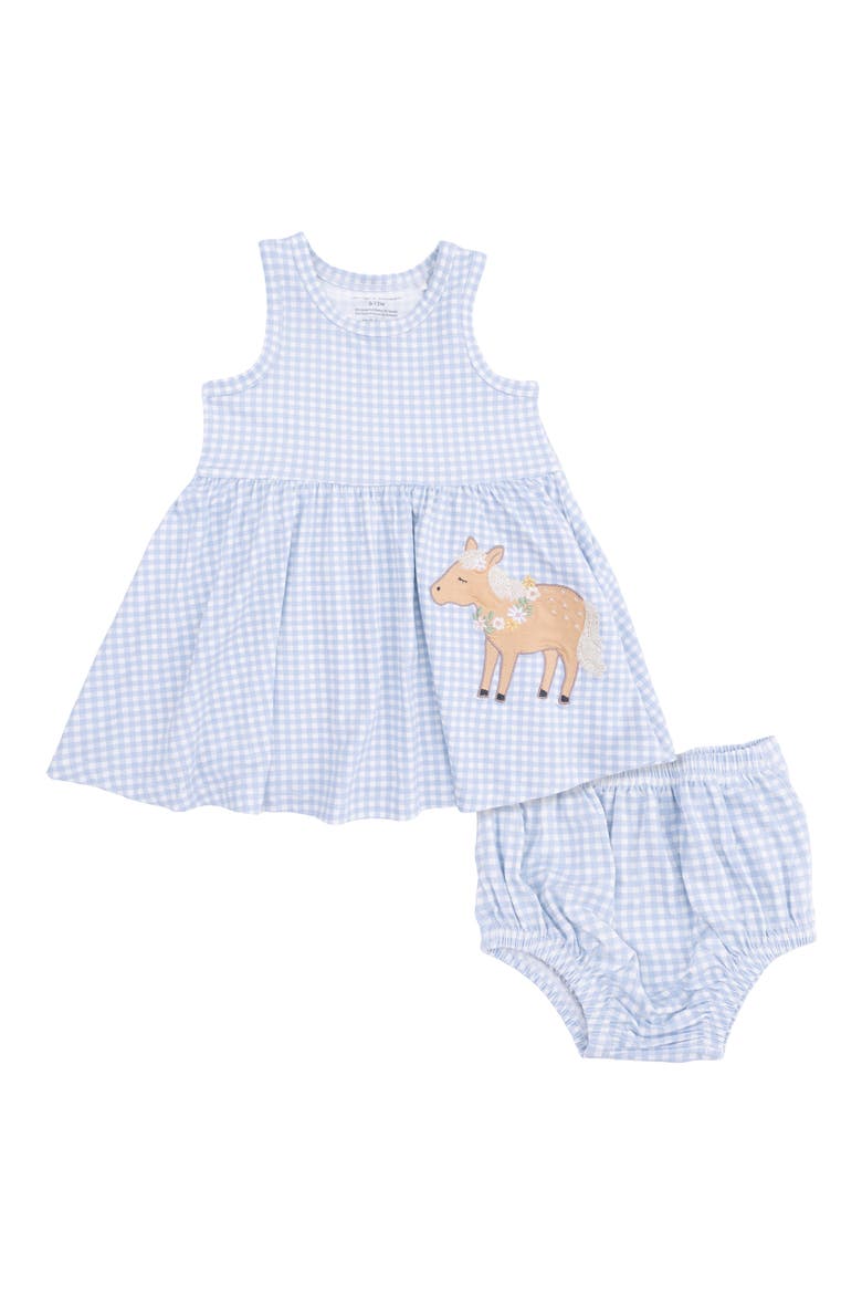 Kids' Cute Farm Animals Appliqué Dress & Bloomers Set, Main, color, BLUE