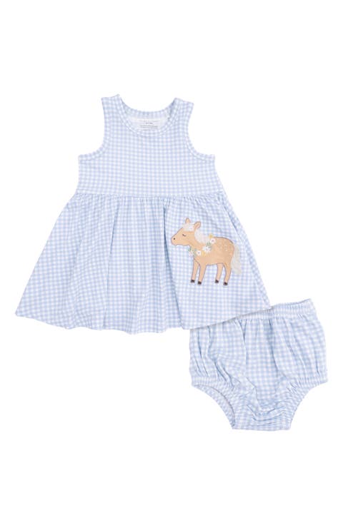 Kids' Cute Farm Animals Appliqué Dress & Bloomers Set (Baby & Toddler)