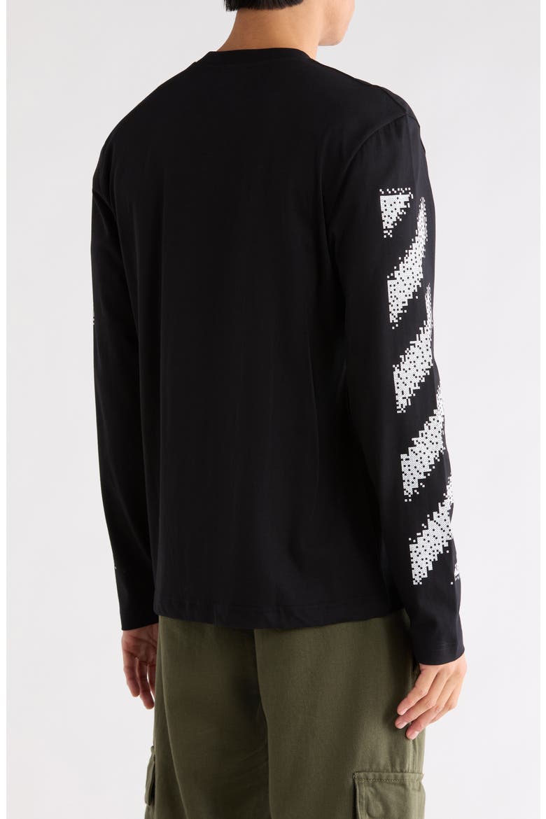 Pixel Diagonal Skate Long Sleeve T-Shirt, Alternate, color, BLACK-WHITE