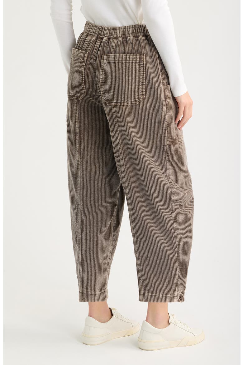 Pull-On Cotton Corduroy Barrel Leg Cargo Pants, Alternate, color, MUSHROOM