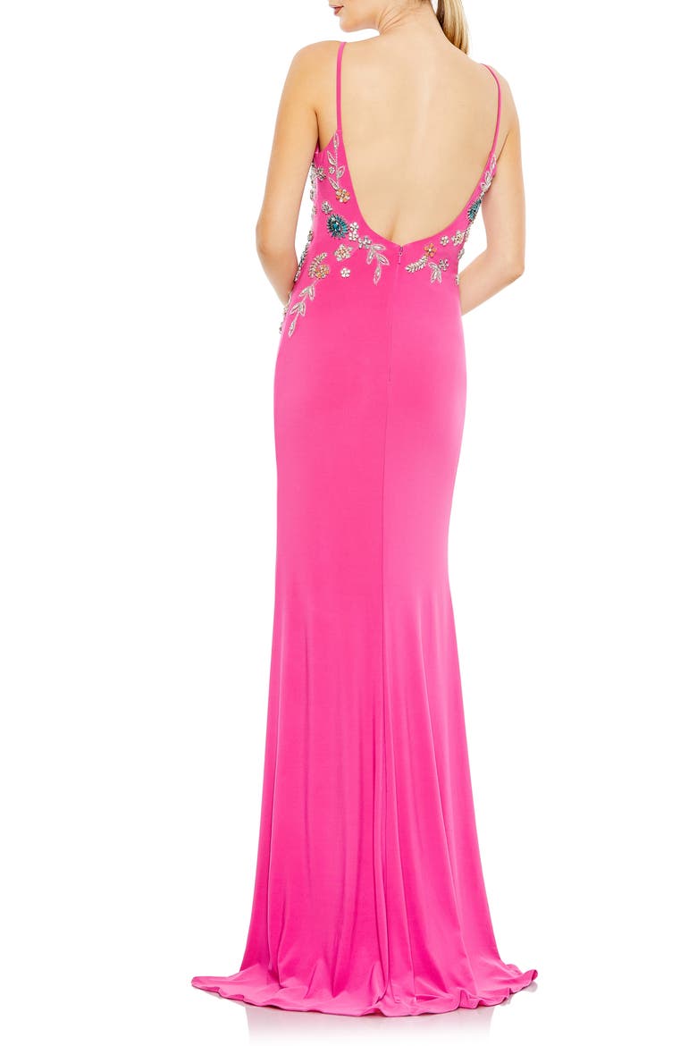 Multi Color Beaded Floral Cami Gown, Alternate, color, CANDY PINK