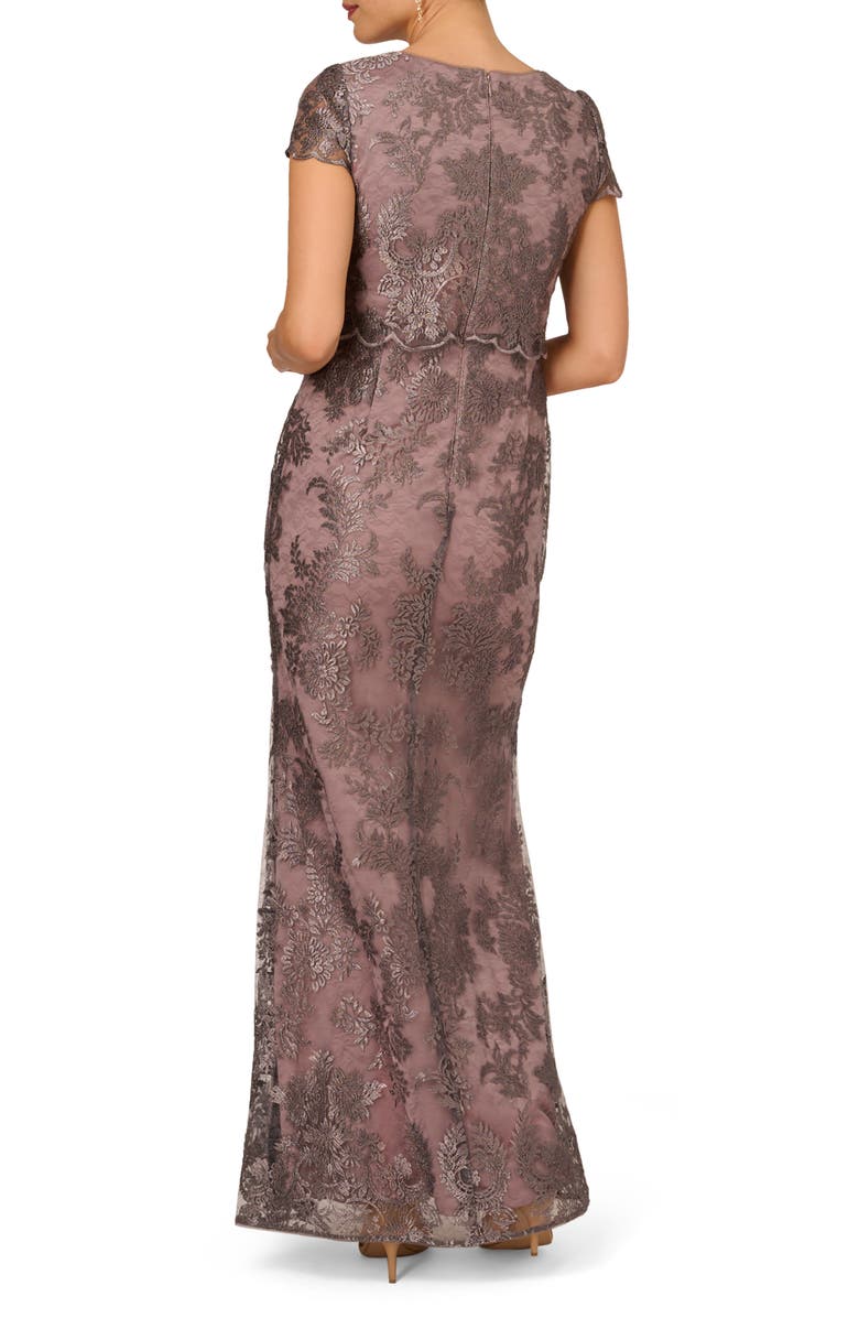 Adrianna Papell Metallic Embroidered Gown, Alternate, color, 