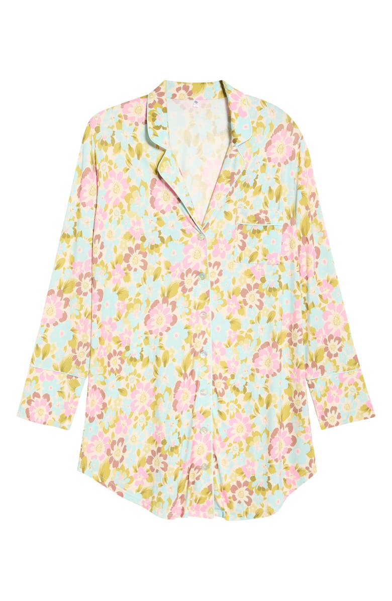 KILO BRAVA Print Long Sleeve Sleep Shirt, Alternate, color, Painted Blooms
