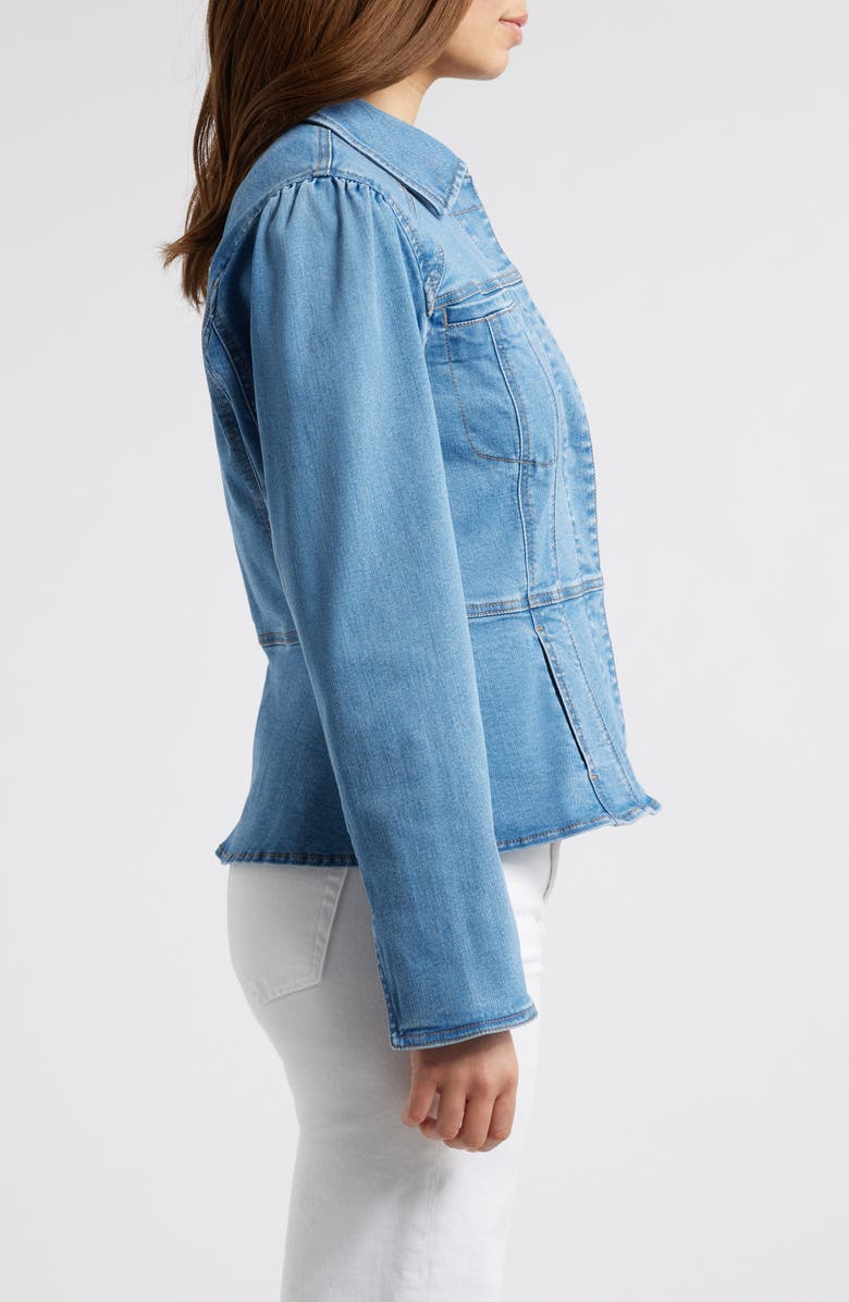 Wit & Wisdom Peplum Denim Jacket, Alternate, color, Light Blue