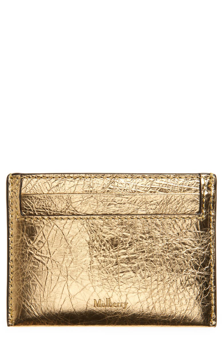 Mulberry Crinkled Metallic Leather Card Case, Main, color, Somerset Gold