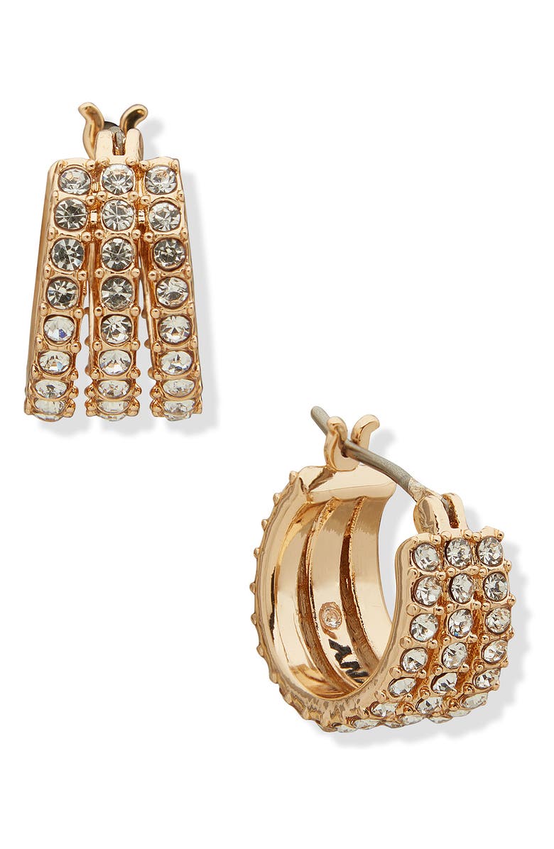 DKNY Pavé Crystal Hoop Earrings, Main, color, 