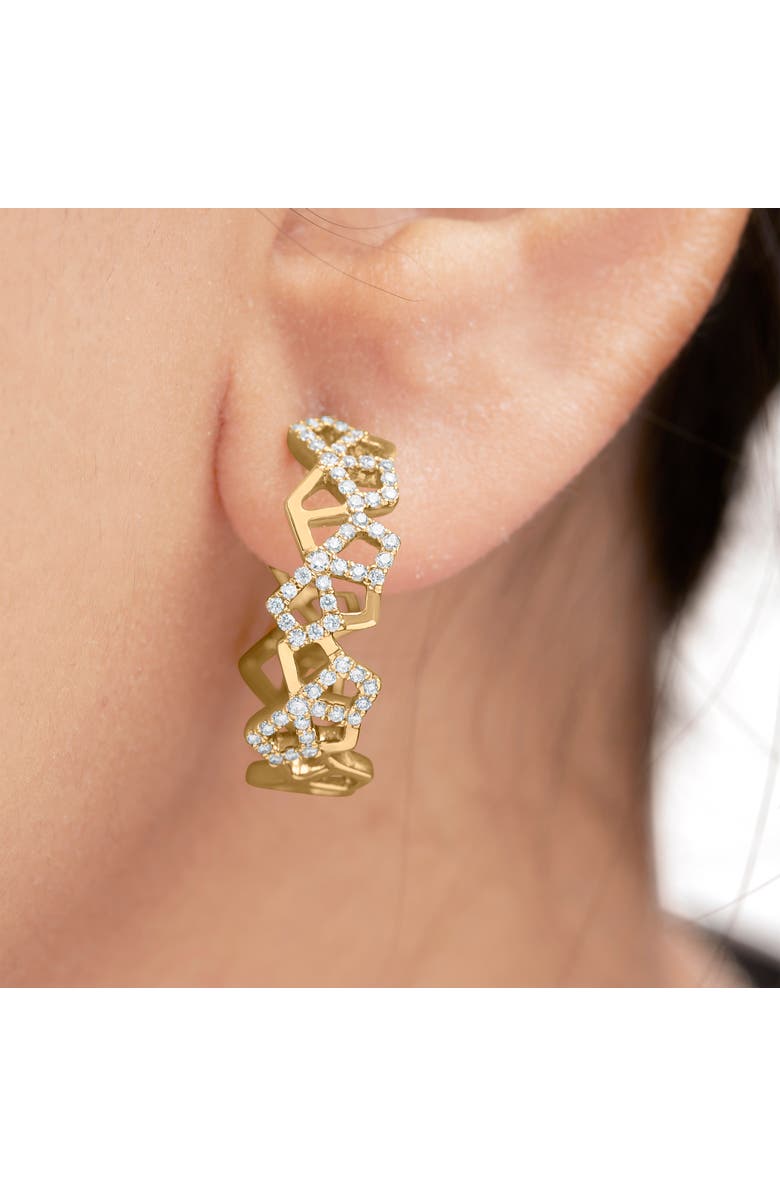 Haus of Brilliance 14K Yellow Gold 3/4 Cttw Diamond Honeycomb Hoop Earrings - 24MM, Alternate, color, Yellow