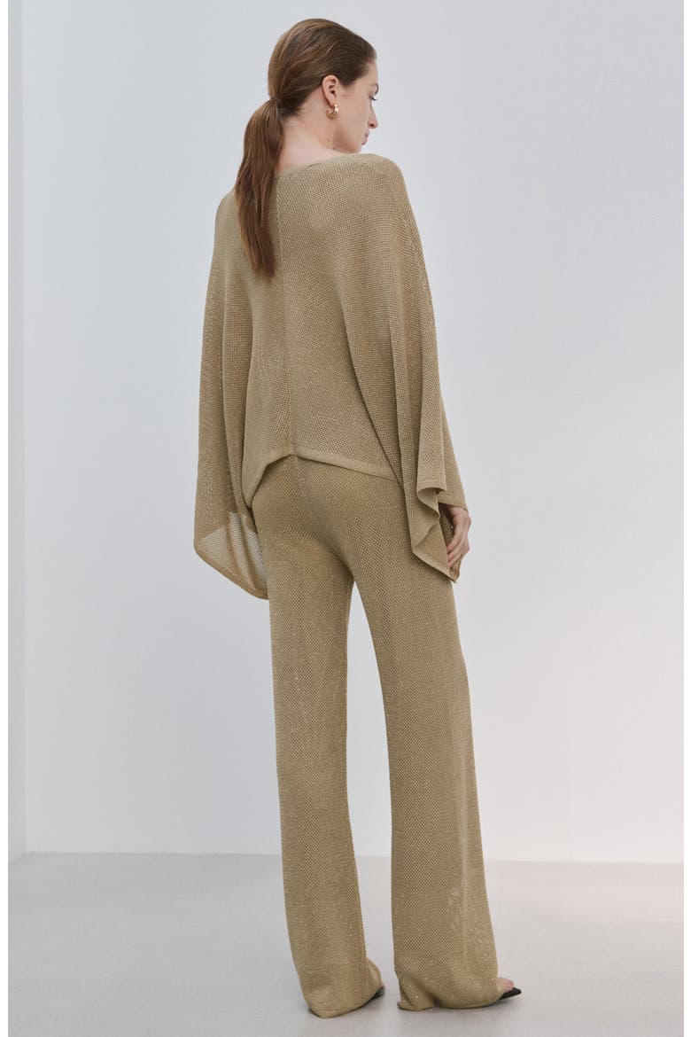 Metallic Pull-On Straight Leg Knit Pants, Alternate, color, GOLD