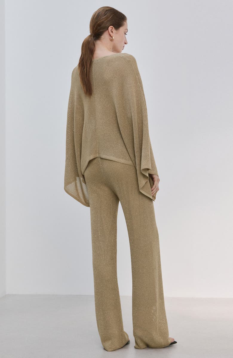 MANGO Metallic Pull-On Straight Leg Knit Pants, Alternate, color, Gold