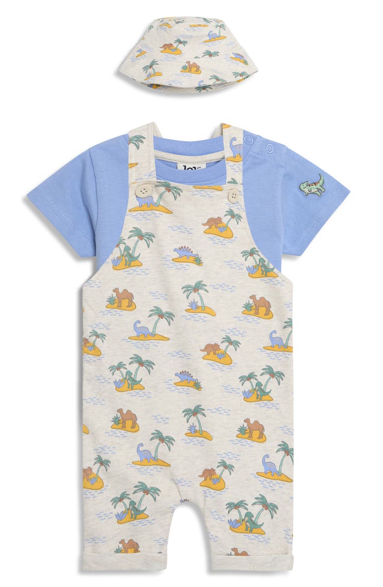 JOJO MAMAN BEBE T-Shirt, Overalls & Bucket Hat Set, Main, color, Natural