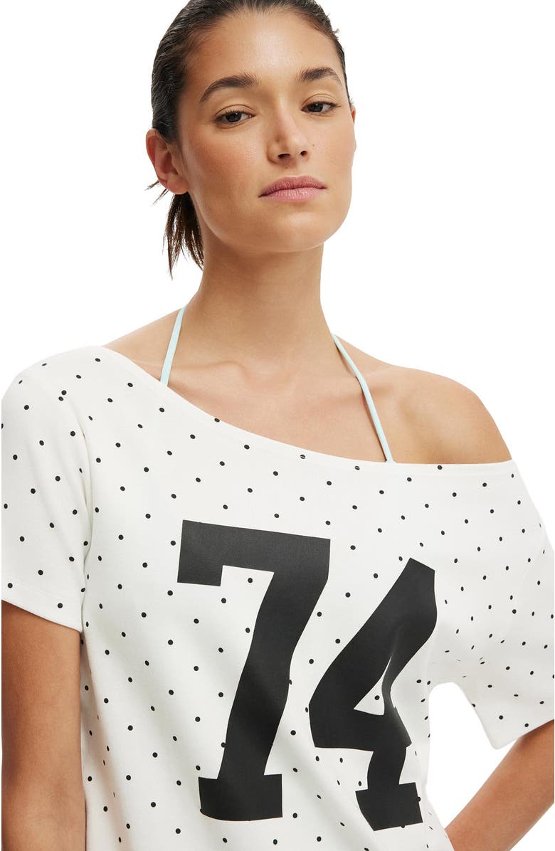 Cotton On Women's The Sporty Off Shoulder Graphic Tee, Alternate, color, 74 Vintage White