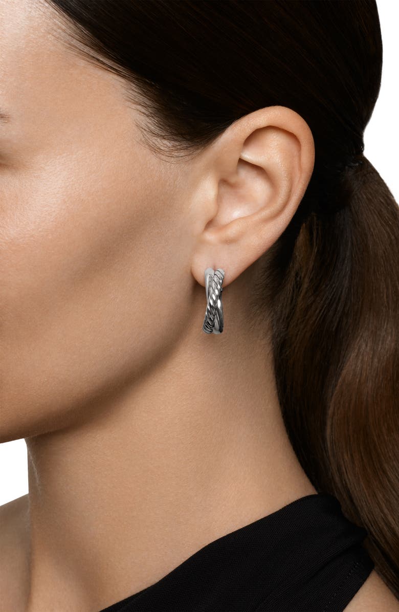 David Yurman Crossover Hoop Earrings in Sterling Silver, 22.3mm, Alternate, color, Silver
