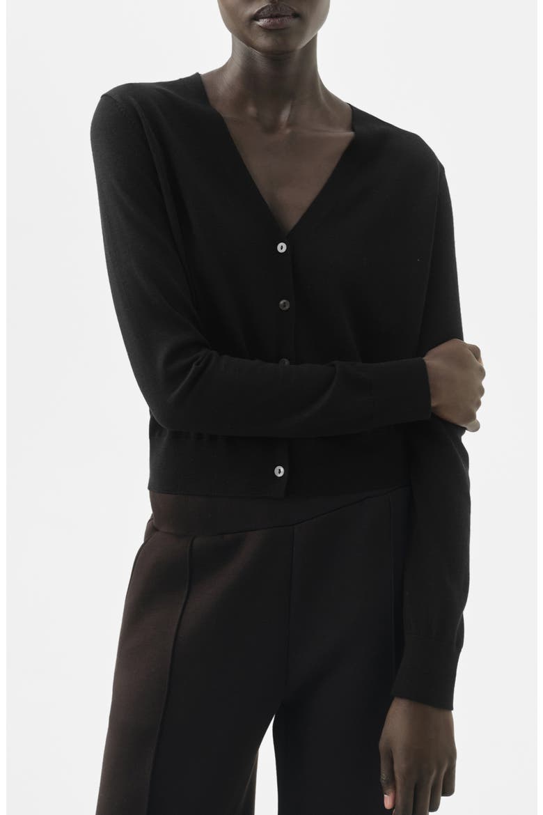 Selection V-Neck Wool Cardigan, Main, color, BLACK
