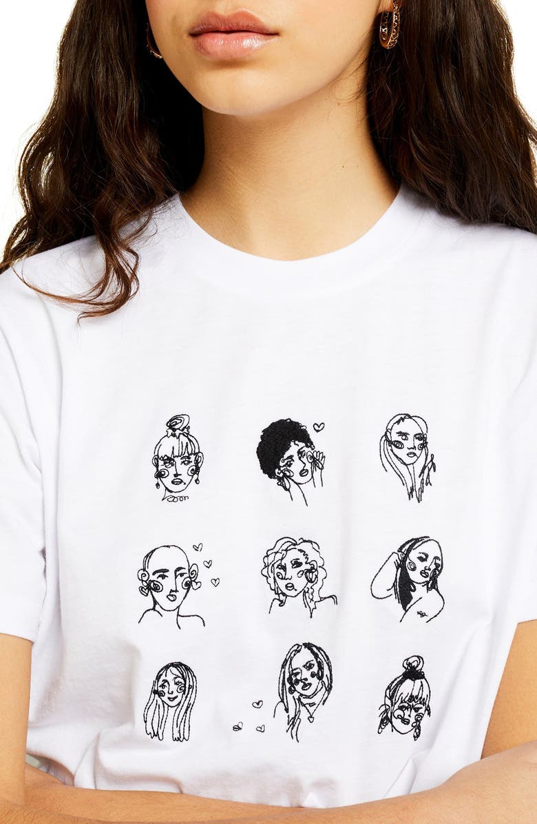 Topshop By Tee & Cake Sketch Girl Tee, Alternate, color, 