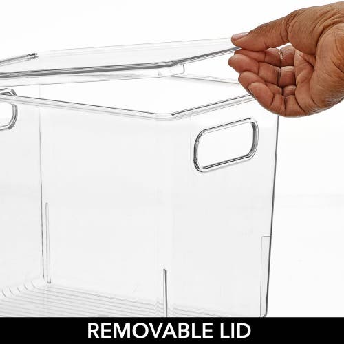 Mdesign Plastic Stacking Kitchen Storage Bin Box With Lid/handles, 6 Pack In Transparent