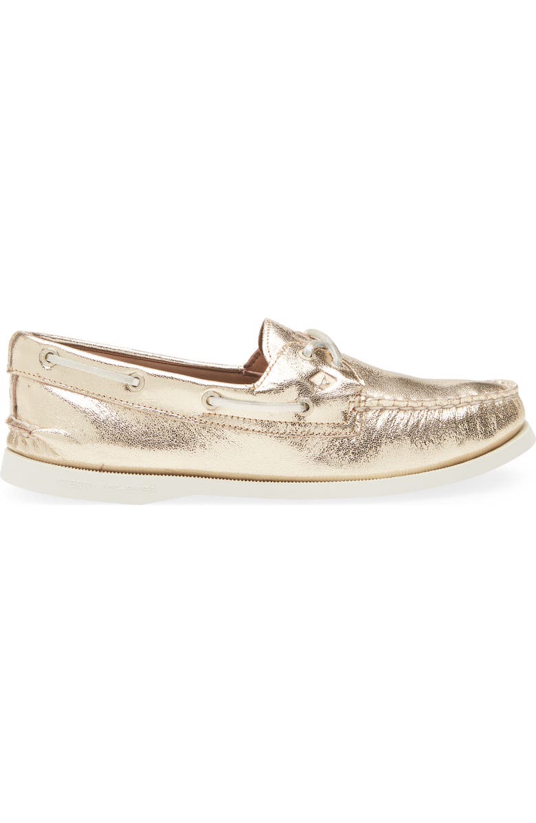 Sperry 'Authentic Original' Boat Shoe, Alternate, color, Gold Leather Crinkle