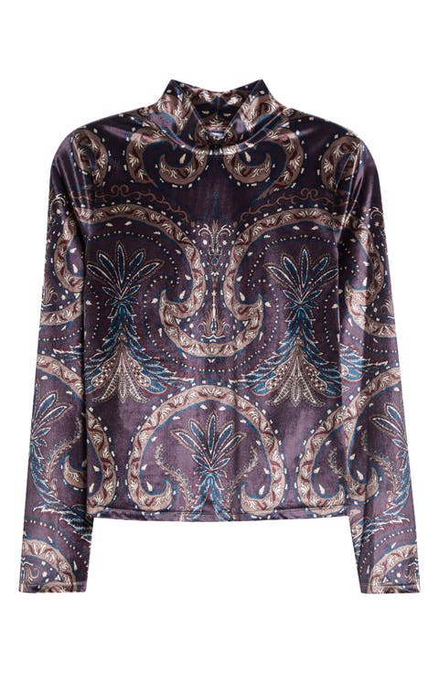 Nate Mock Neck Velvet Top