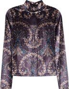 Veronica Beard Nate Mock Neck Velvet Top