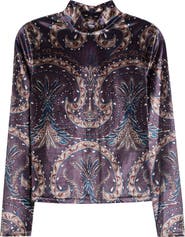 Veronica Beard Nate Mock Neck Velvet Top