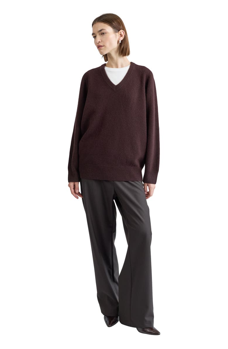 Almina Concept Wool V Neck Sweater, Main, color, Dark Brown