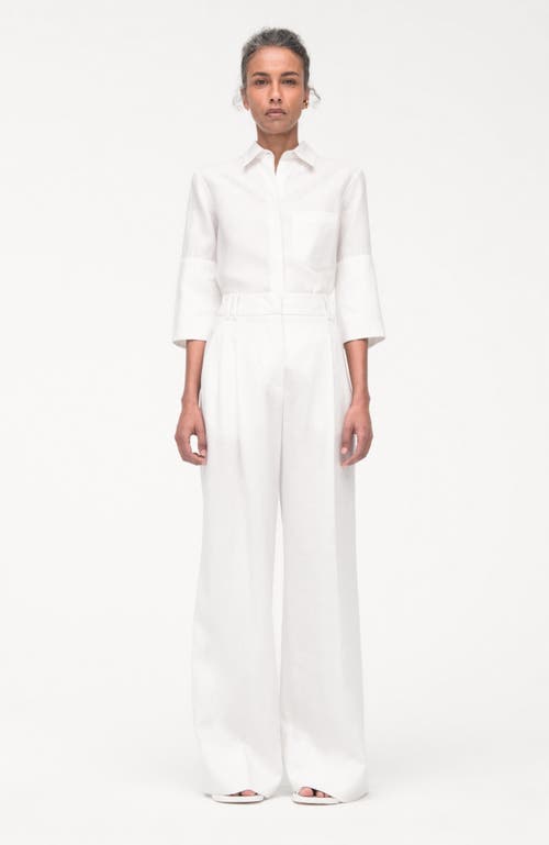 Another Tomorrow French Cuff Blouse In White