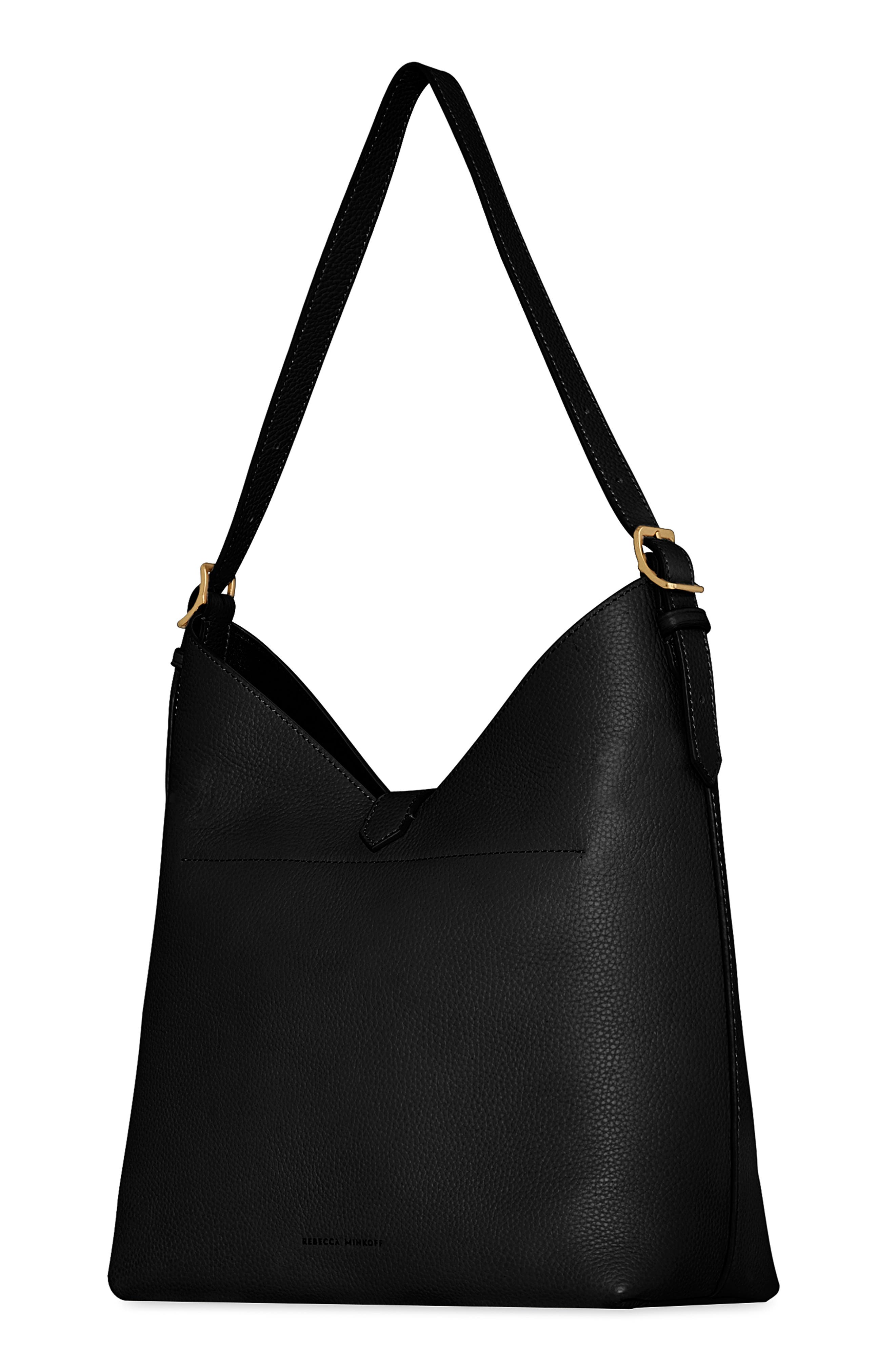 Rebecca Minkoff Mini Megan Leather Hobo Bag, Alternate, color, Black