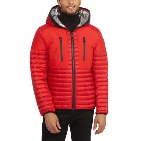 Finn Lightweight Mixed Media Puffer with Fixed Hood