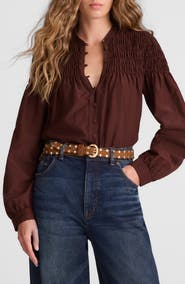Madewell Smocked Cotton & Silk Top