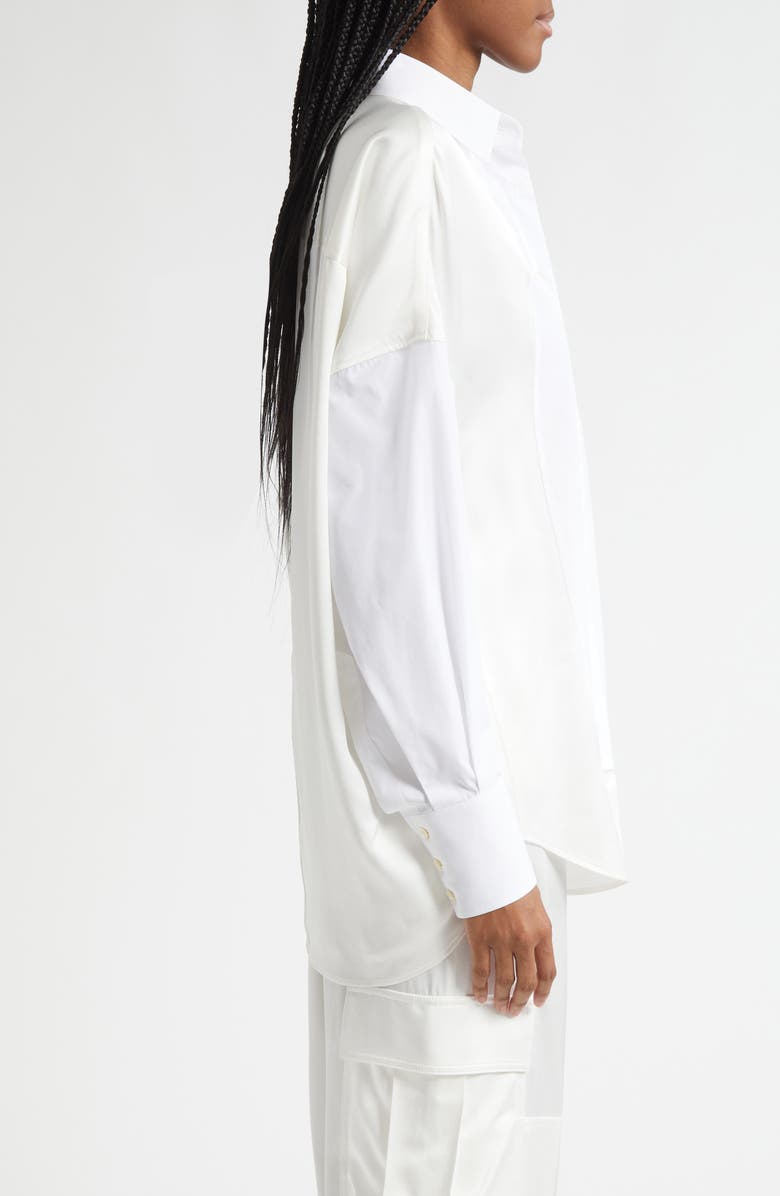 Stella McCartney Mixed Media Button-Up Shirt, Alternate, color, 9200 - Cream