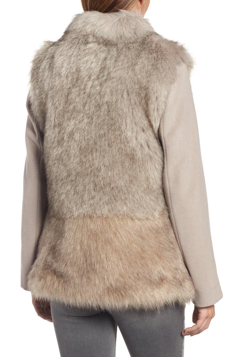 Maddie Wool Blend Sleeve Faux Fur Jacket, Alternate, color, BROWN SUGAR COMBO