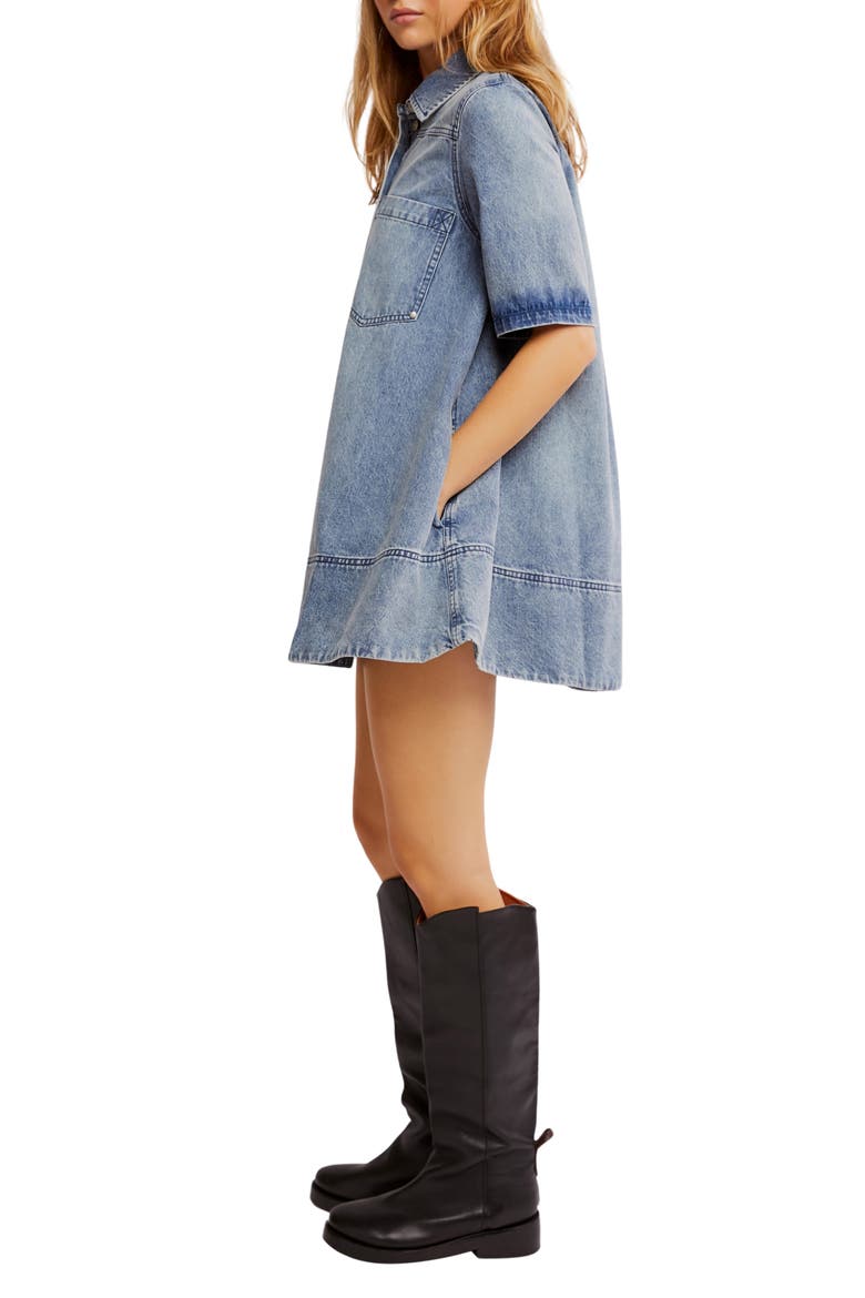 Remino Denim Minidress, Alternate, color, OCEAN BLUE