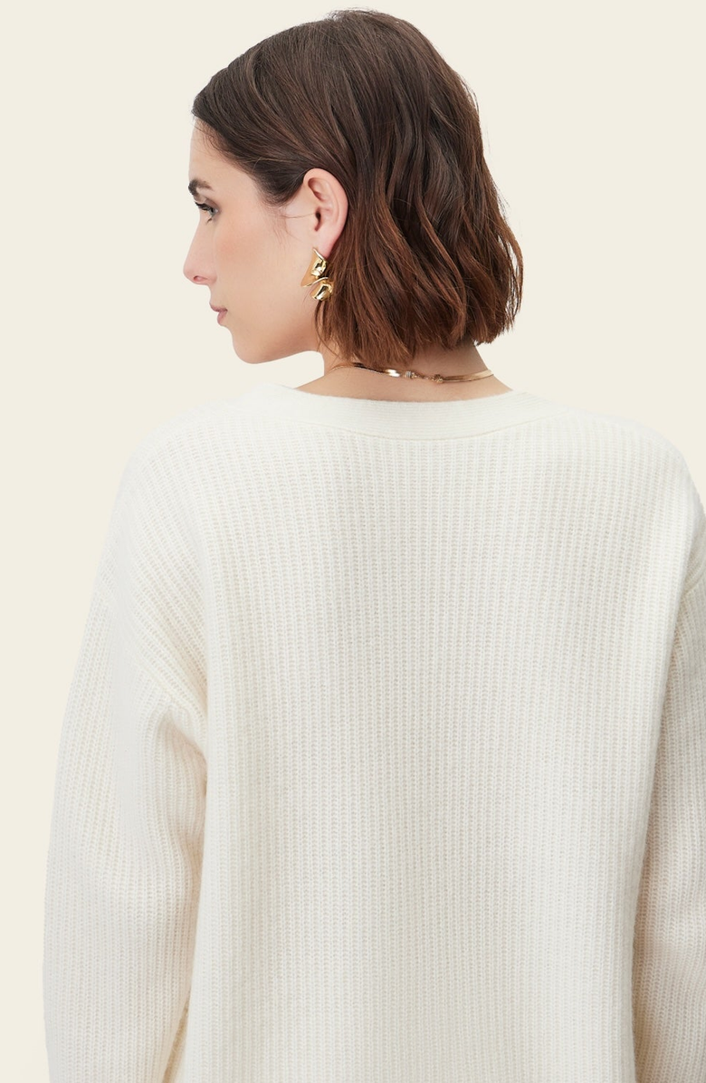 Italic Billie Chunky Cashmere Cardigan, Alternate, color, Ivory