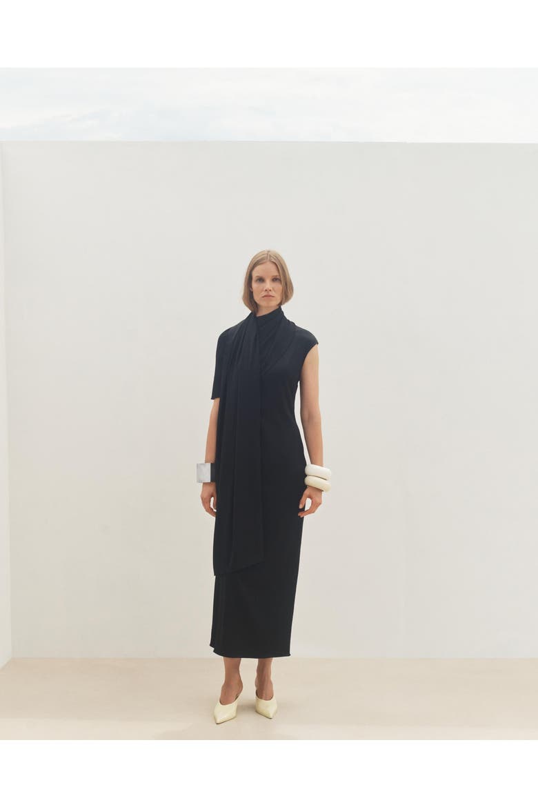 Scarf Dress, Alternate, color, BLACK