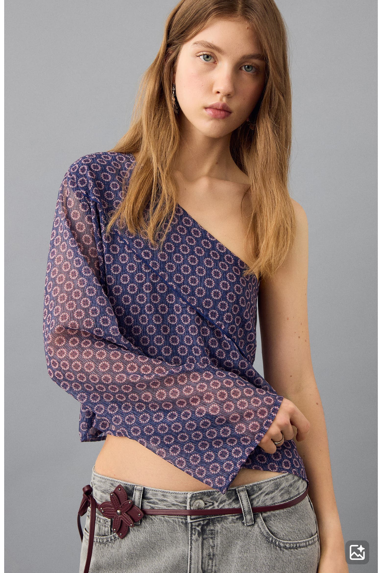Mango Local One MANGO TEEN Scarf Print One-Shoulder Top (Women) | Nordstrom