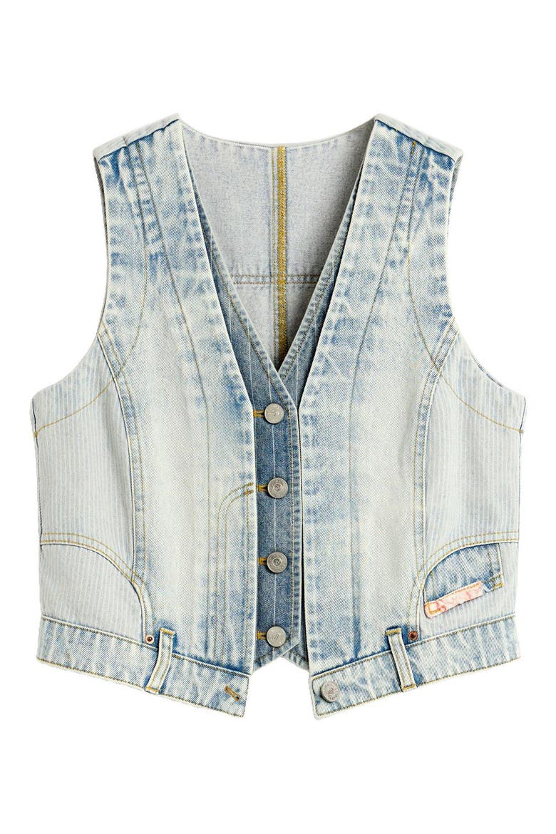 Layered Denim Vest, Alternate, color, LIGHT BLUE
