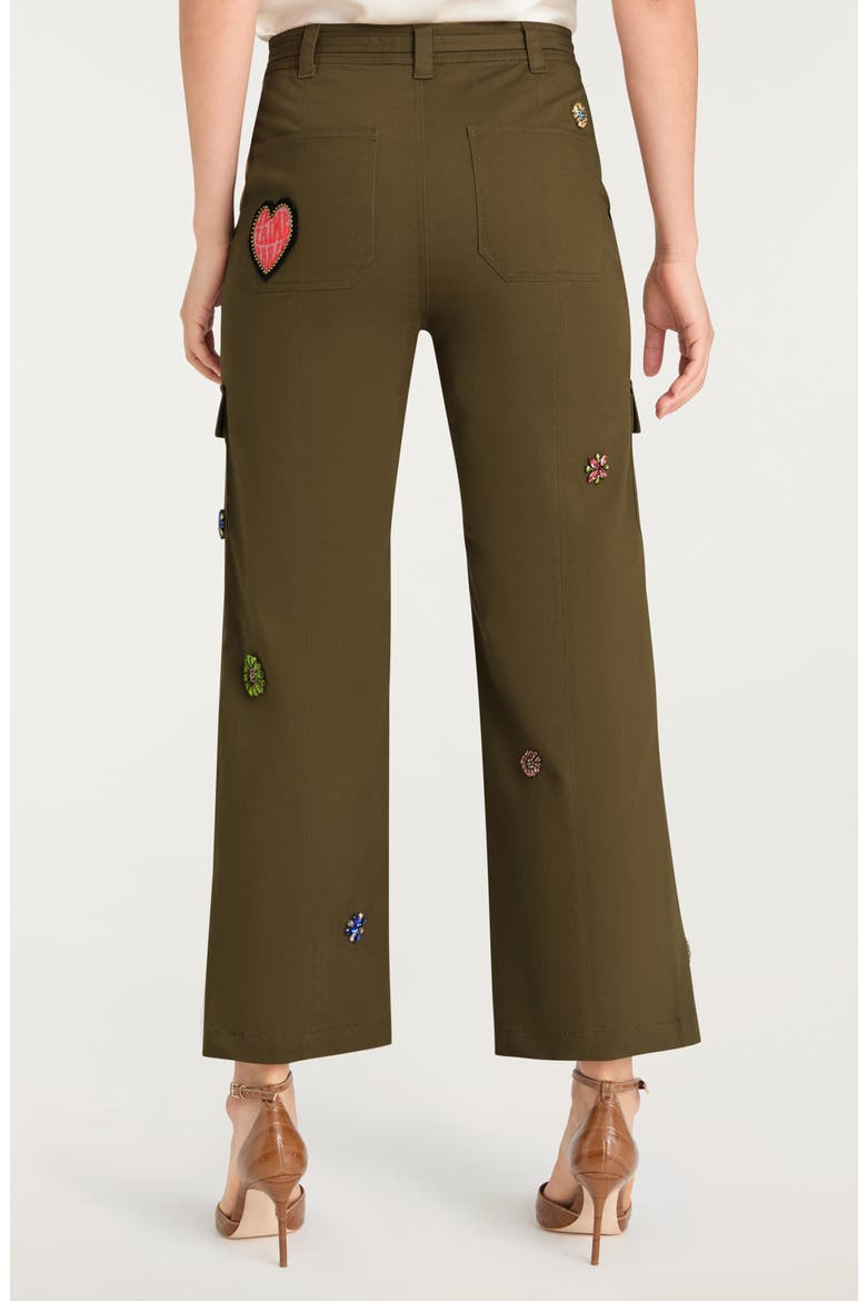 Michelle Retro Love Embellished Cargo Pants, Alternate, color, DARK OLIVE MULTI