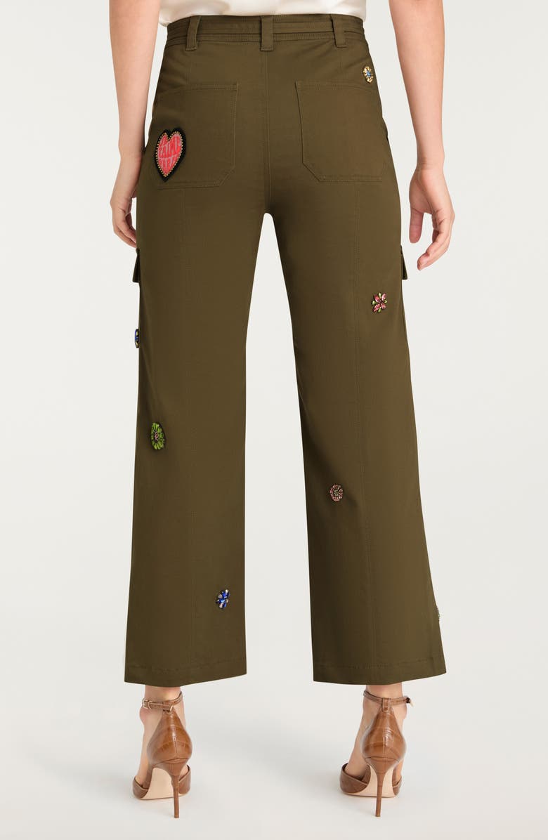 Cinq à Sept Michelle Retro Love Embellished Cargo Pants, Alternate, color, Dark Olive Multi