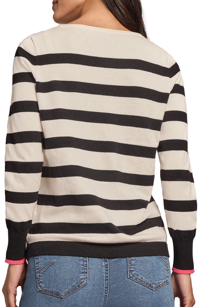 Jones New York Stripe Heart Boat Neck Sweater, Alternate, color, 