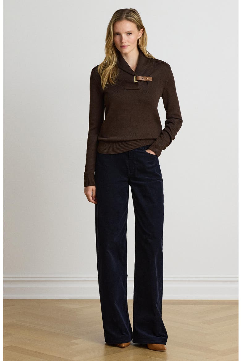 Shawl Collar Sweater, Alternate, color, BROWN