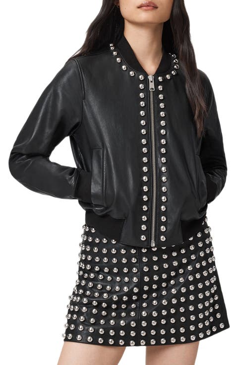 Orten Wilder Studded Leather Bomber Jacket