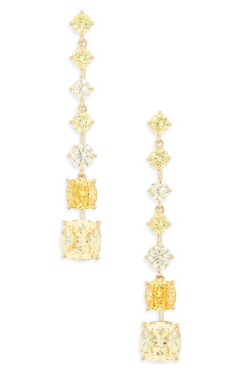 Mixed Cut Cubic Zirconia Linear Drop Earrings