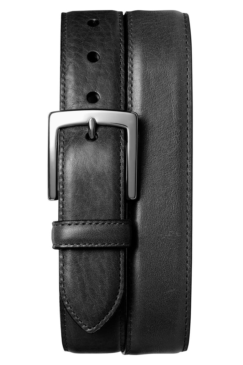 Bedrock Leather Belt, Main, color, BLACK